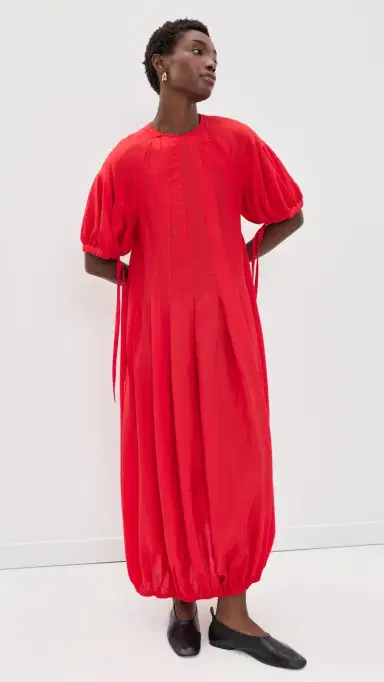 Lee Mathews Lily Silk Midi Dress Red 2 | Thumbnail 2