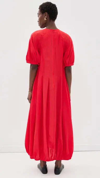 Lee Mathews Lily Silk Midi Dress Red 2 | Thumbnail 3