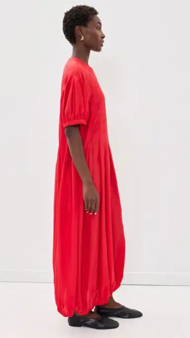 Lee Mathews Lily Silk Midi Dress Red 2 | Thumbnail 4