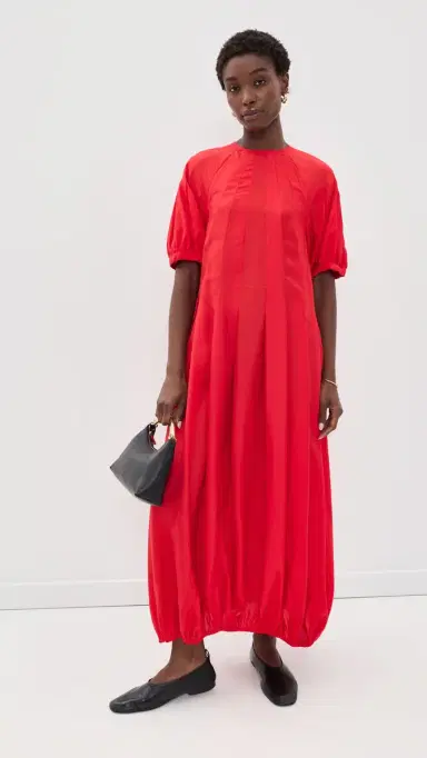 Lee Mathews Lily Silk Midi Dress Red 2 | Thumbnail 5