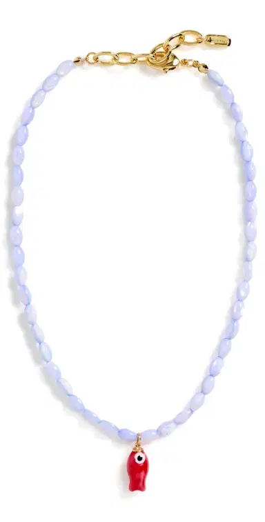 Logan Tay Baby Blue Beaded Fish Necklace Blue One Size | Thumbnail 1