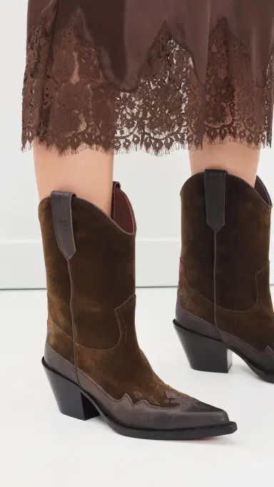 Paris Texas Dakota Mid-Calf Embroidered Boots Tundra/Ebano 37 | Thumbnail 3