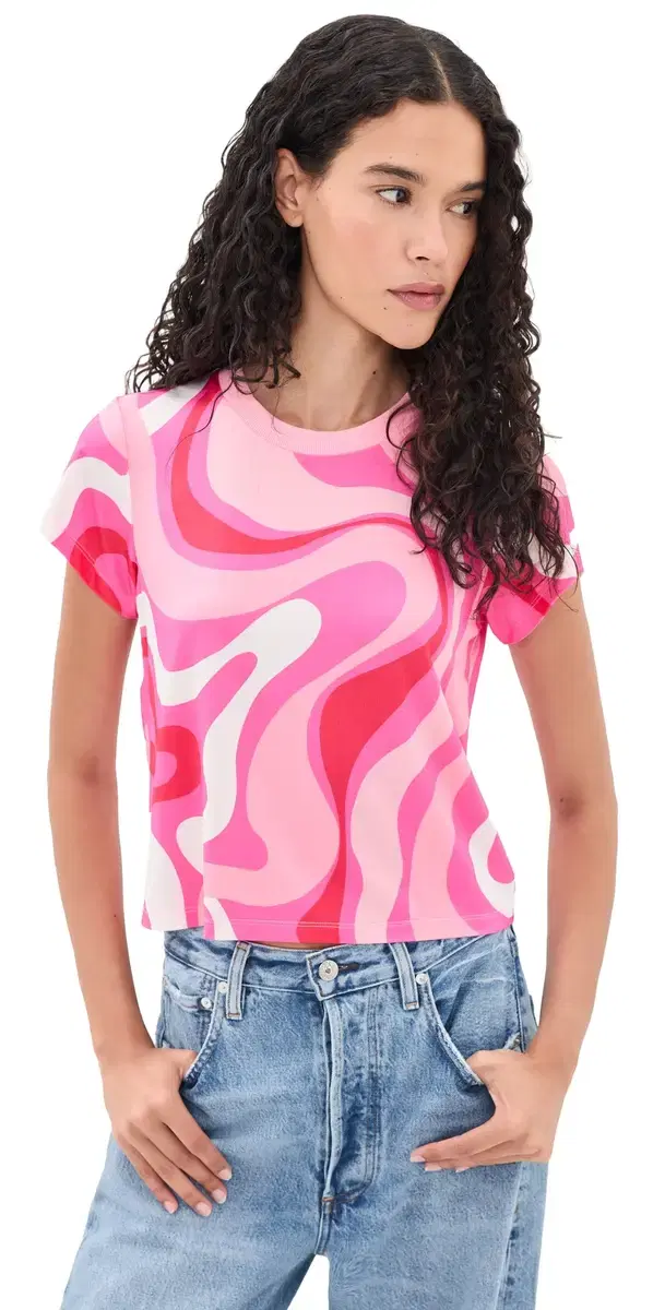 Generation Love Kai Geo Jersey Top Wavy Geo Pink