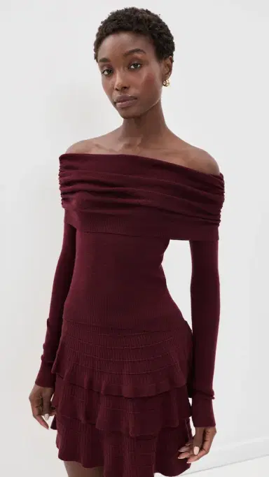susana monaco Light Merino Off Shoulder Sweater Beaujolais | Thumbnail 2