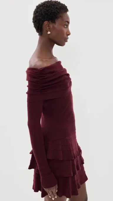 susana monaco Light Merino Off Shoulder Sweater Beaujolais | Thumbnail 4