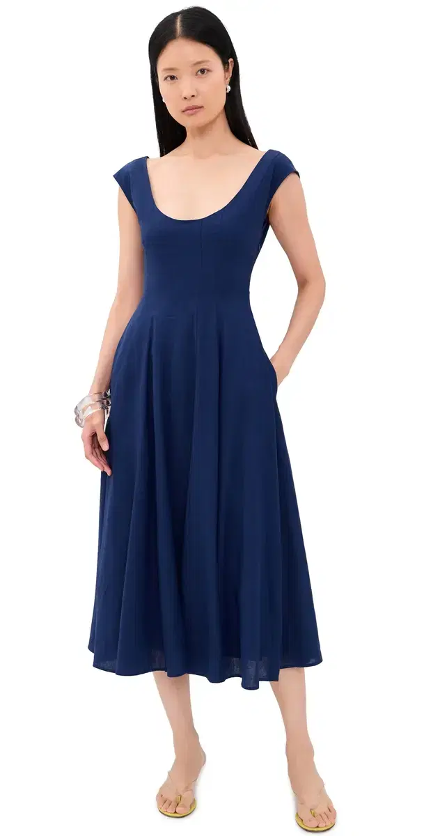 Leila Linen Dress Navy