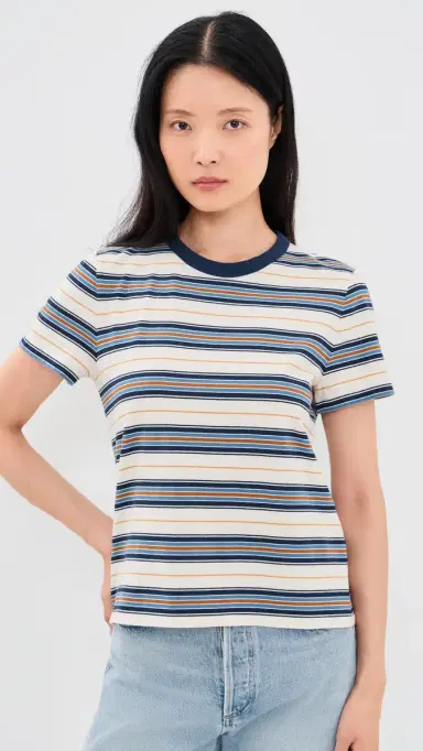 Madewell The Perfect Crewneck Tee in Allday Jersey Blue Stripe | Thumbnail 2