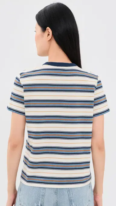 Madewell The Perfect Crewneck Tee in Allday Jersey Blue Stripe | Thumbnail 3