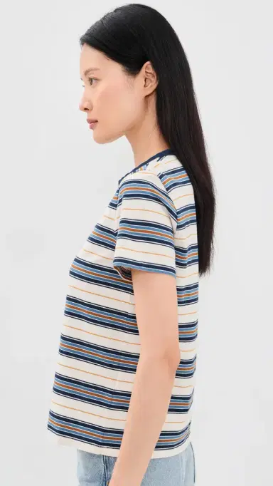 Madewell The Perfect Crewneck Tee in Allday Jersey Blue Stripe | Thumbnail 4