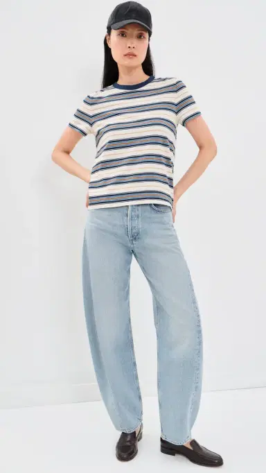 Madewell The Perfect Crewneck Tee in Allday Jersey Blue Stripe | Thumbnail 5