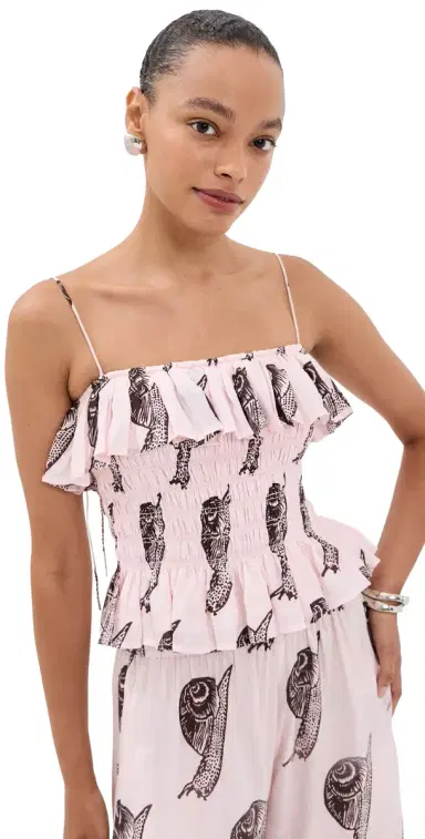 ALIX OF BOHEMIA Claire Snail Study Silk Top Light Pink | Thumbnail 1