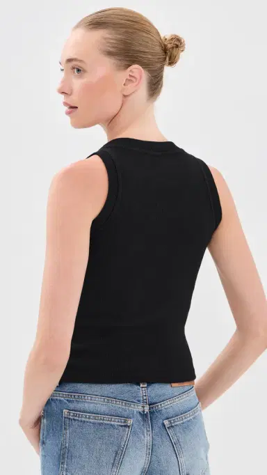 Off-White Off Stamp Rib Round Tank Top Black/White 46 | Thumbnail 3