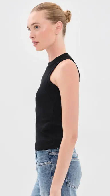 Off-White Off Stamp Rib Round Tank Top Black/White 46 | Thumbnail 4