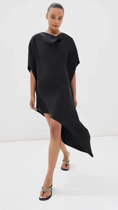 SIMKHAI Sadia Cape Mini Dress Black | Thumbnail 2