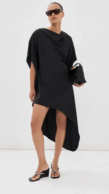 SIMKHAI Sadia Cape Mini Dress Black | Thumbnail 5