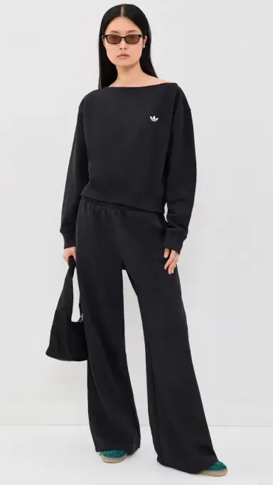 Adidas Essential Fleece Crew Sweatshirt Black L | Thumbnail 5