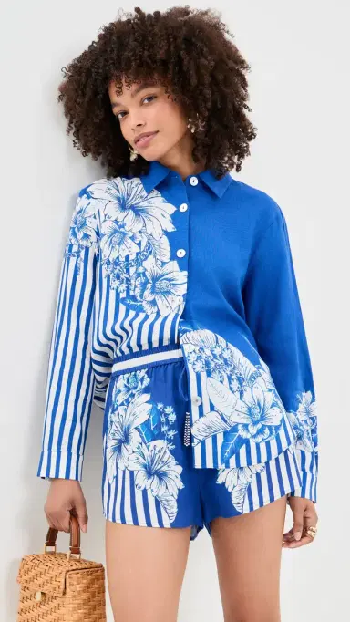 FARM Rio tripe Button Down Blue tripe | Thumbnail 2