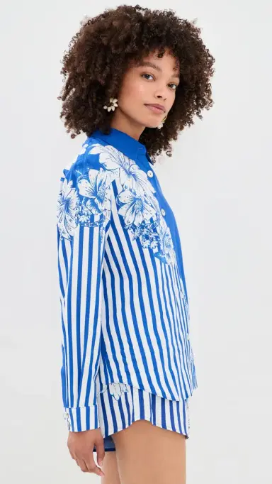 FARM Rio tripe Button Down Blue tripe | Thumbnail 4