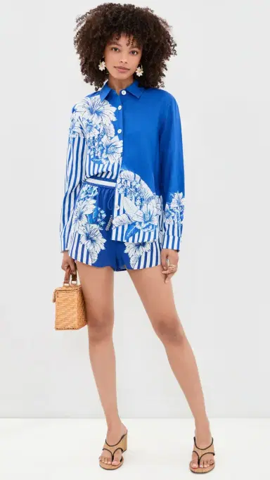 FARM Rio tripe Button Down Blue tripe | Thumbnail 5
