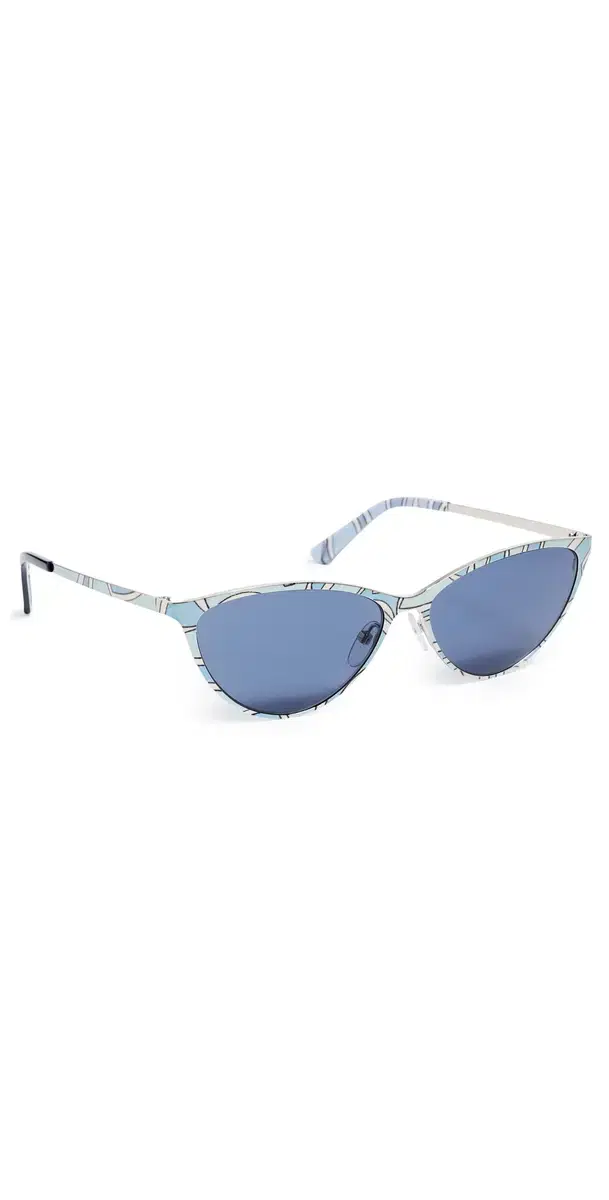 Pucci Cat Eye Sunglasses Shiny Labirinto Blue/Palladium One Size