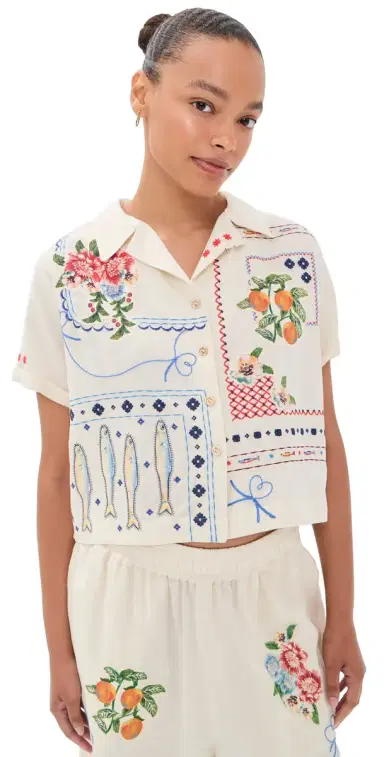 Agua Bendita Vittoria Basket Embroidered Shirt Multicolor | Thumbnail 1 Agua Bendita Vittoria Basket Embroidered Shirt Multicolor | Thumbnail 1
