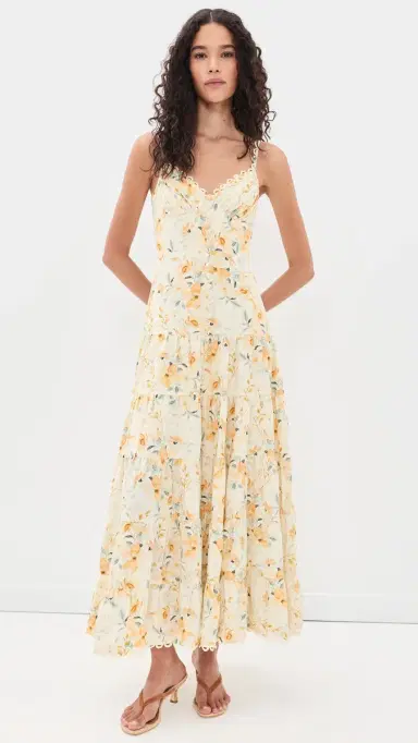 ASTR the Label Tazia Maxi Dress Yellow Cream Floral | Thumbnail 2