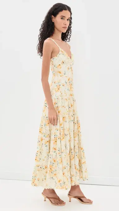 ASTR the Label Tazia Maxi Dress Yellow Cream Floral | Thumbnail 4