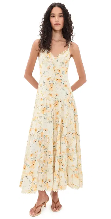 ASTR the Label Tazia Maxi Dress Yellow Cream Floral | Thumbnail 1