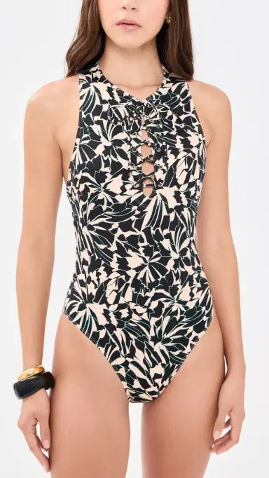 Ulla Johnson Solina Lace Up Maillot One iece Mercury | Thumbnail 5