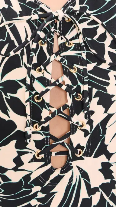 Ulla Johnson Solina Lace Up Maillot One iece Mercury | Thumbnail 6