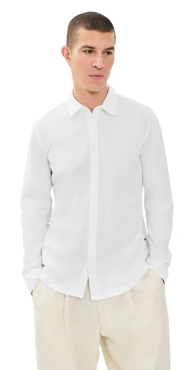 Orlebar Brown Giles Pique Knit Button Down White