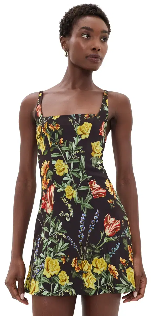 ALICE + OLIVIA Julia Mini Dress Desert Springs Black