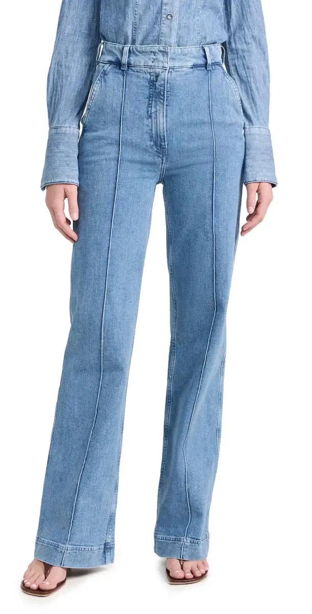 Another Tomorrow Denim Trousers Light Blue Wash