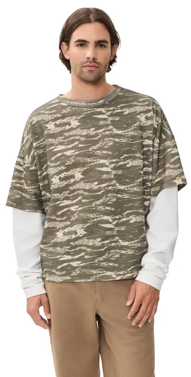 Rhude Tiger Camo Double-ayered Tee Camo/White