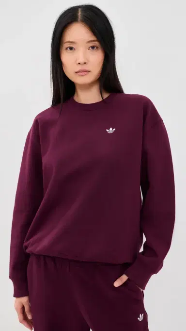 adidas Essentials Fleece Crew Sweatshirt Maroon | Thumbnail 2
