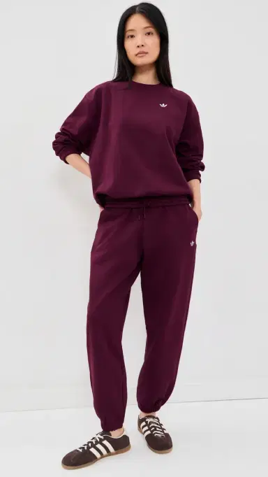 adidas Essentials Fleece Crew Sweatshirt Maroon | Thumbnail 5