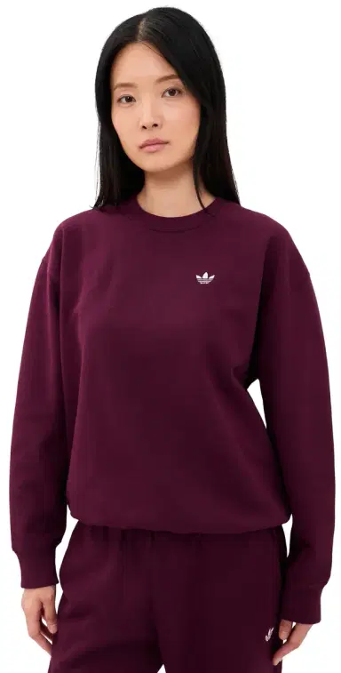 adidas Essentials Fleece Crew Sweatshirt Maroon | Thumbnail 1