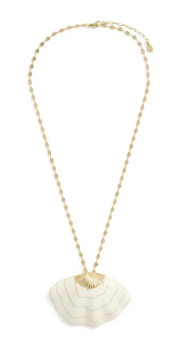 Clare V. Clamshell Pendant Necklace Cream One Size