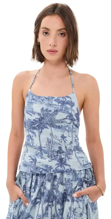 Coniglio Palm Beach Poinciana Tank Top Palm Beach Wake Blue | Thumbnail 1