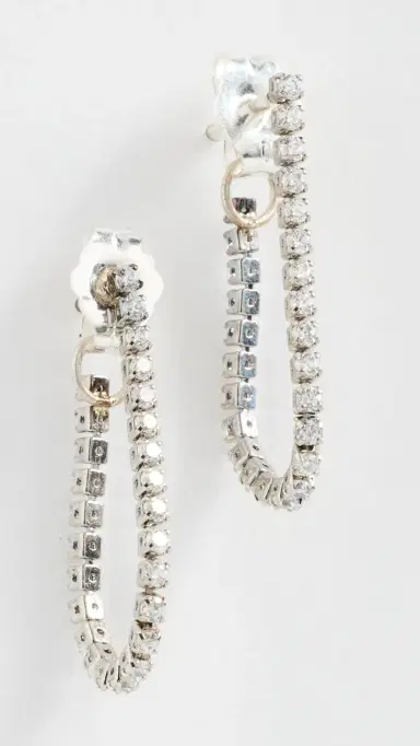 SHASHI Micro Teeny Tiny Front to Back Earrings Silver One Size | Thumbnail 2