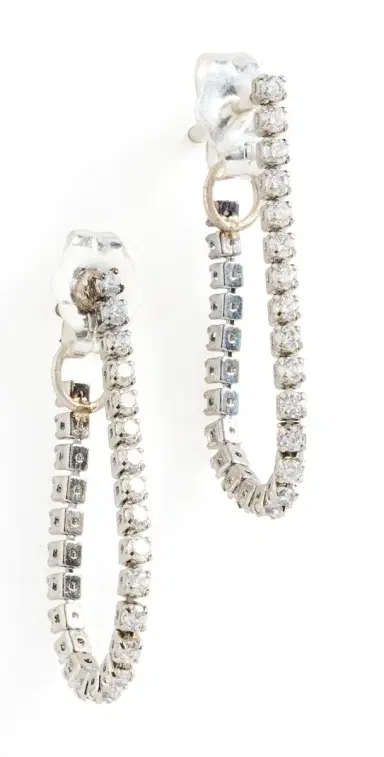 SHASHI Micro Teeny Tiny Front to Back Earrings Silver One Size | Thumbnail 1