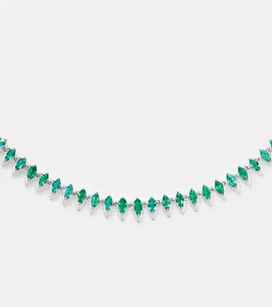 Kamyen 18kt white gold and enamel choker with emeralds | Thumbnail 3