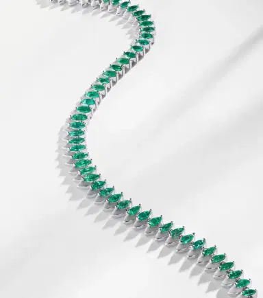 Kamyen 18kt white gold and enamel choker with emeralds | Thumbnail 6