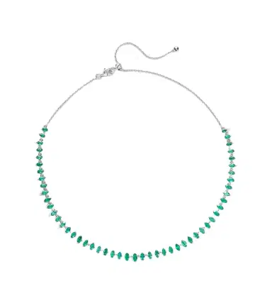 Kamyen 18kt white gold and enamel choker with emeralds | Thumbnail 1