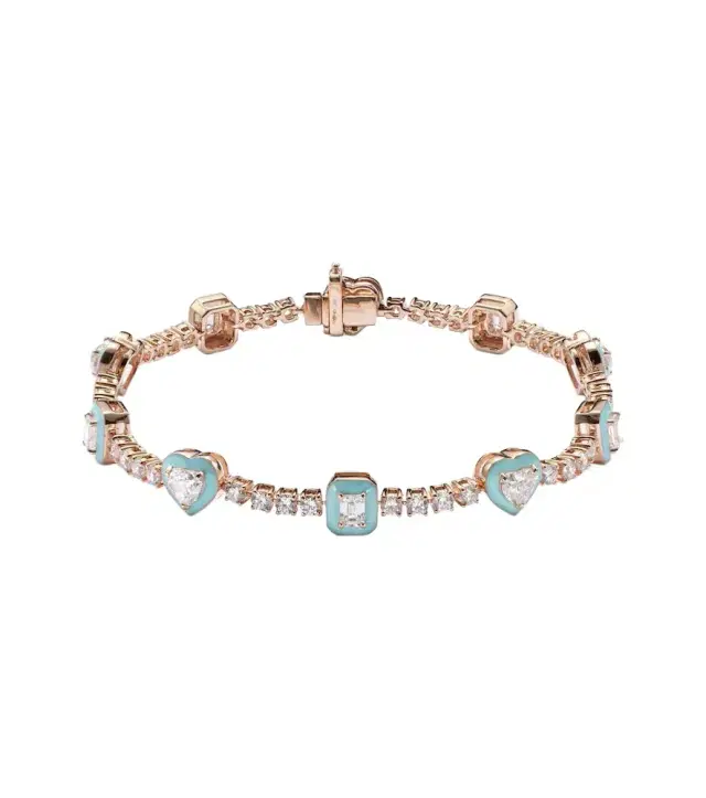 Kamyen 18kt rose gold and enamel bracelet with diamonds