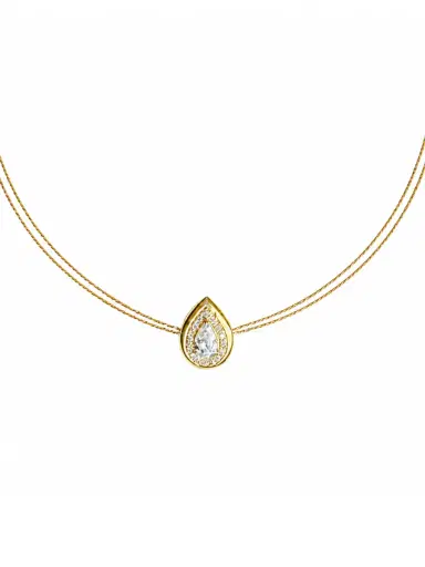 Wish Fine Jewelry 0.36ct Diamond 14K Gold Pendant Pear Necklace | Thumbnail 1