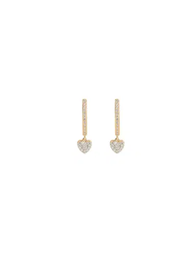 Wish Fine Jewelry 0.50ct Diamonds 14K Gold Heart Drop Hoop Earrings | Thumbnail 1 Wish Fine Jewelry 0.50ct Diamonds 14K Gold Heart Drop Hoop Earrings | Thumbnail 1