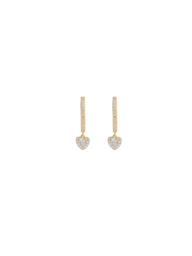 Wish Fine Jewelry 0.50ct Diamonds 14K Gold Heart Drop Hoop Earrings