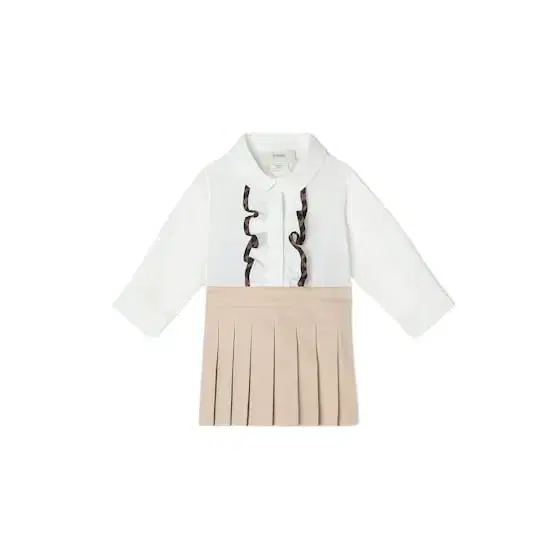 Baby dress with white cotton poplin long-sleeved shirt