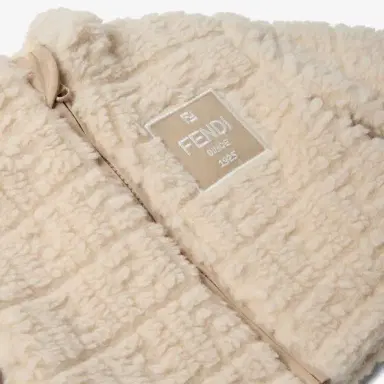 Fendi Beige teddy-effect wool baby jacket with tone-on-tone | Thumbnail 3